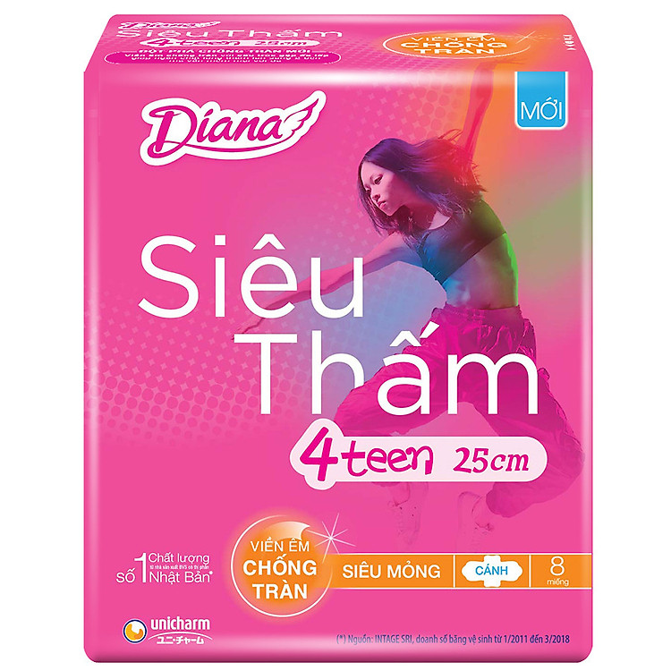 Băng Vệ Sinh Diana 4Teen Siêu Mỏng Cánh (Gói 8 Miếng)