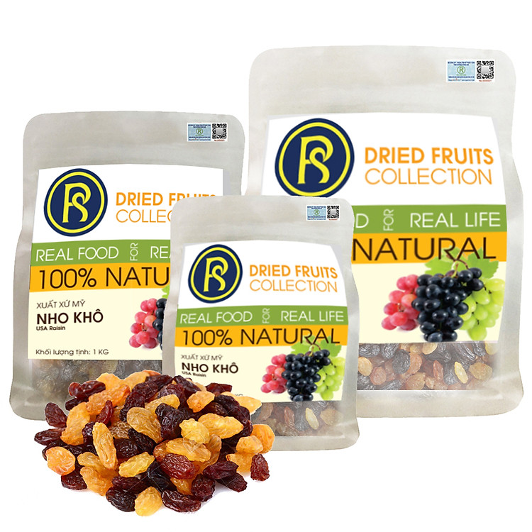 500G Nho Khô 3 Màu Real Food (Mix Raisin)