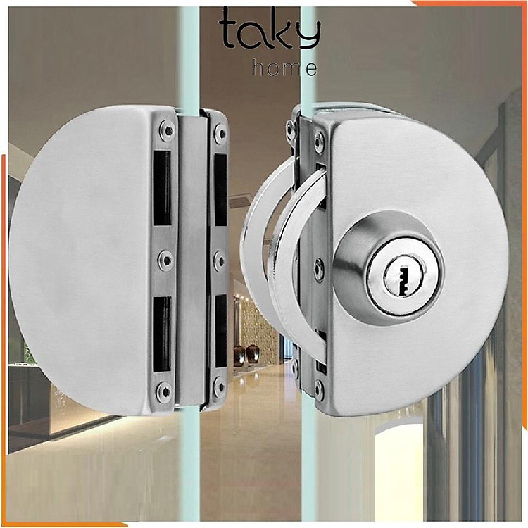 Khóa Bán Nguyệt Inox Cho Cửa Kính Cường Lực, Kính Thường, Lắp Đặt Không Phải Khoan Cắt Kính, Dễ Dàng Tiện Dụng - TakyHome 3205