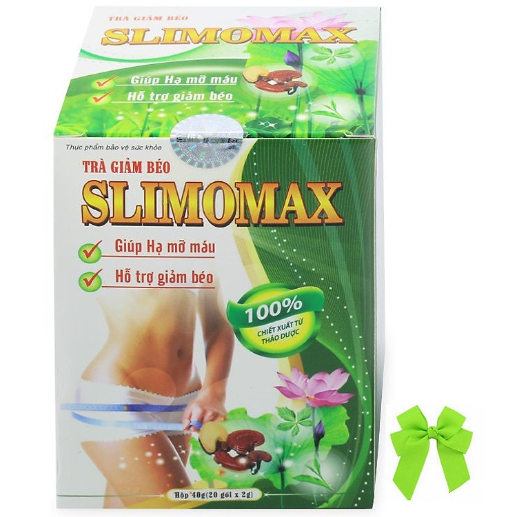 Thực phẩm chức năng Trà hỗ trợ giảm cân lá sen học viện quân y Slimomax Việt Nam ( 20 gói/ hộp) và nơ