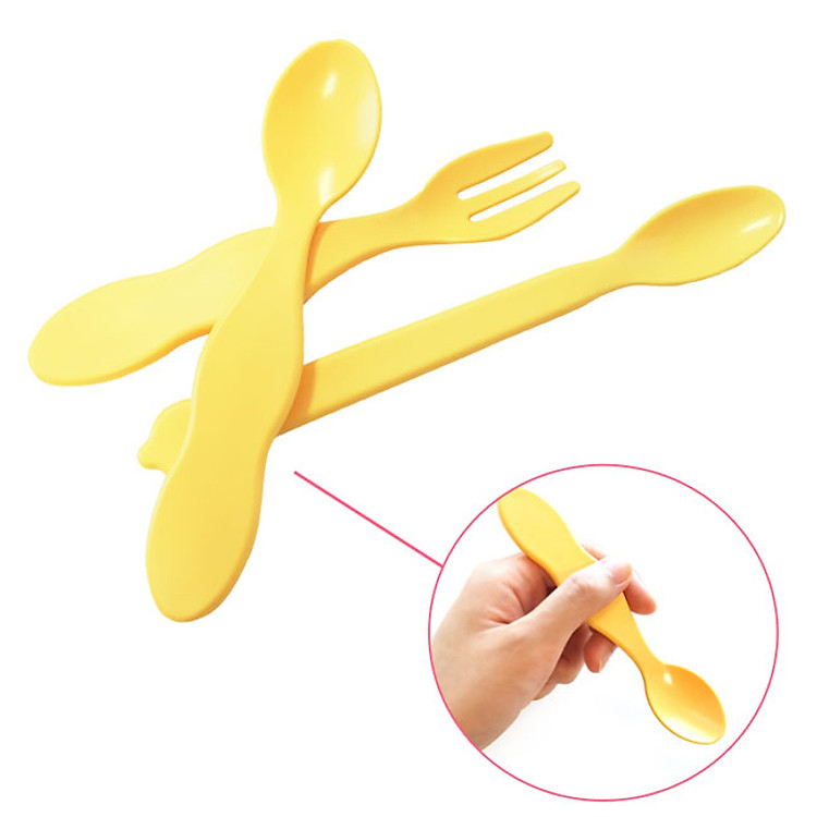 Bộ thìa dĩa ăn dặm UINLUI - Vàng Chính hãng Giá rẻ - Hình ảnh 2