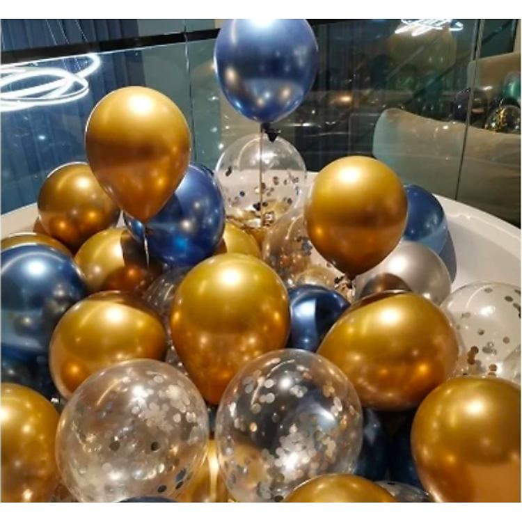 Bịch 30 Bóng Siêu Nhũ Trang Trí Sinh Nhật (Vàng – Xanh Dương)
