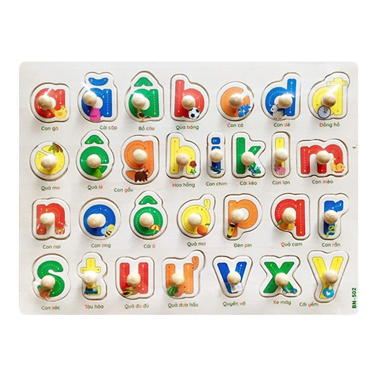 Bảng Núm Gỗ Tiếng Việt In Thường - Đồ Chơi Gỗ Giáo Dục Cho Bé