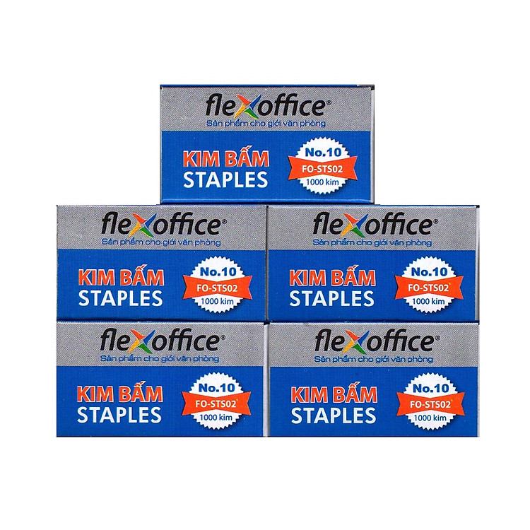 Combo 5 hộp Kim Bấm số 10 Thiên Long Flexoffice FO-STS02 (Kim bấm số 10)