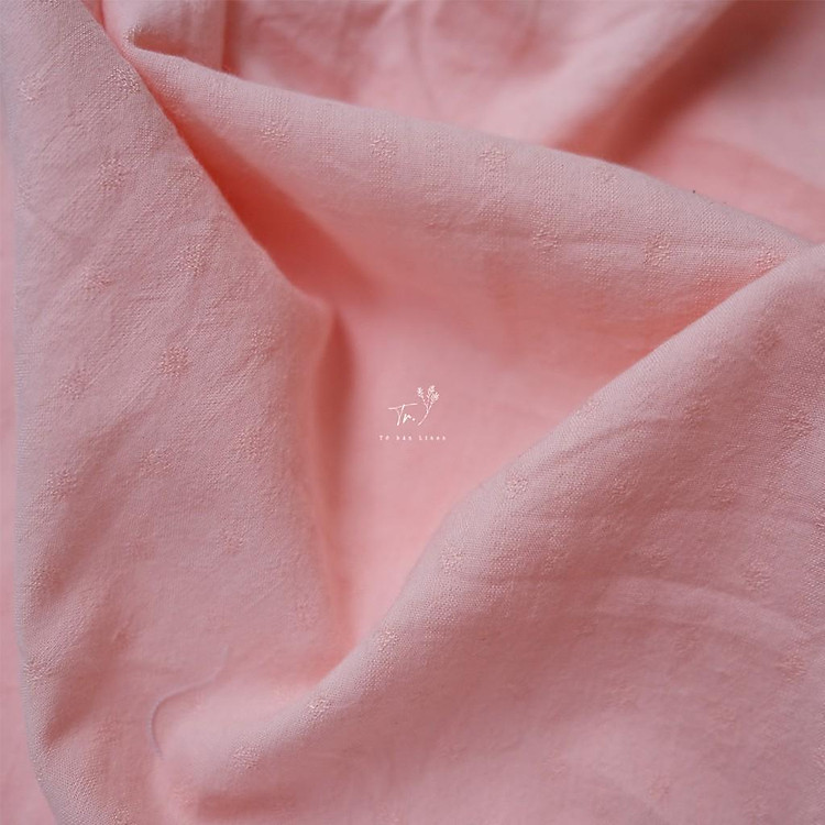 Vải Linen - xô dệt hoa hồng cam