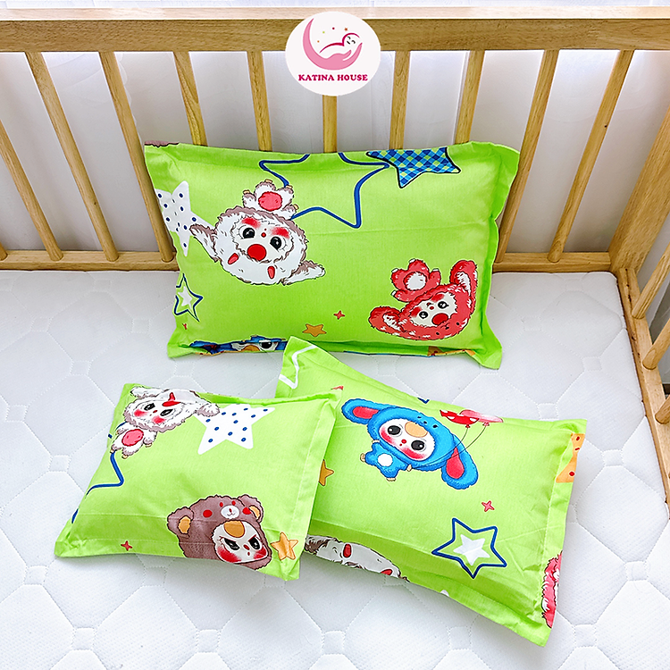 Gối cho bé sơ sinh và trẻ nhỏ Katina House, vải Cotton TL mềm mát, họa tiết gần gũi