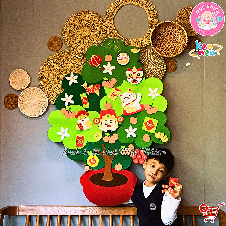 Cây quất Tết vải nỉ kèm đèn LED Chính hãng Giá rẻ - Hình ảnh 3