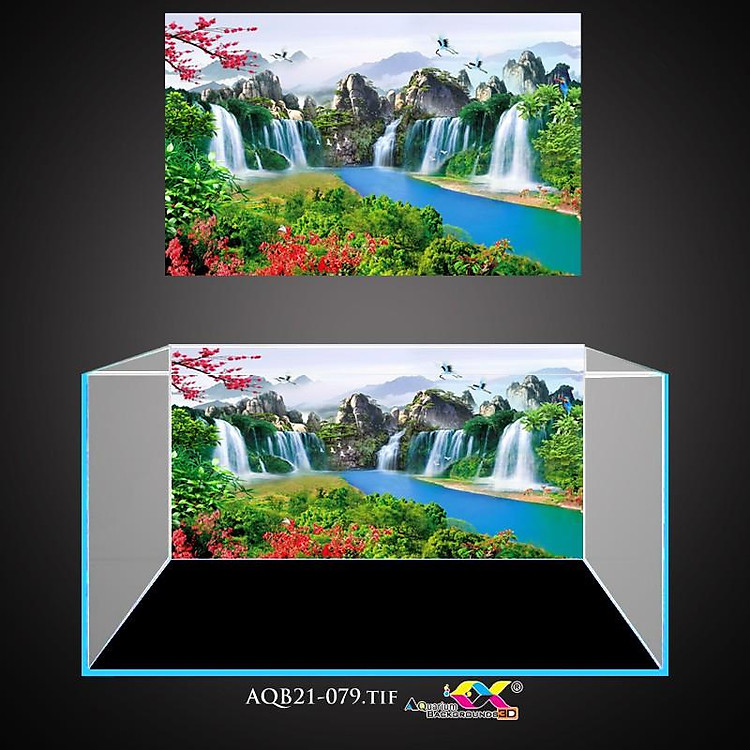 Tranh 3D Koifish, cảnh non nước hữu tình, AQB21-079