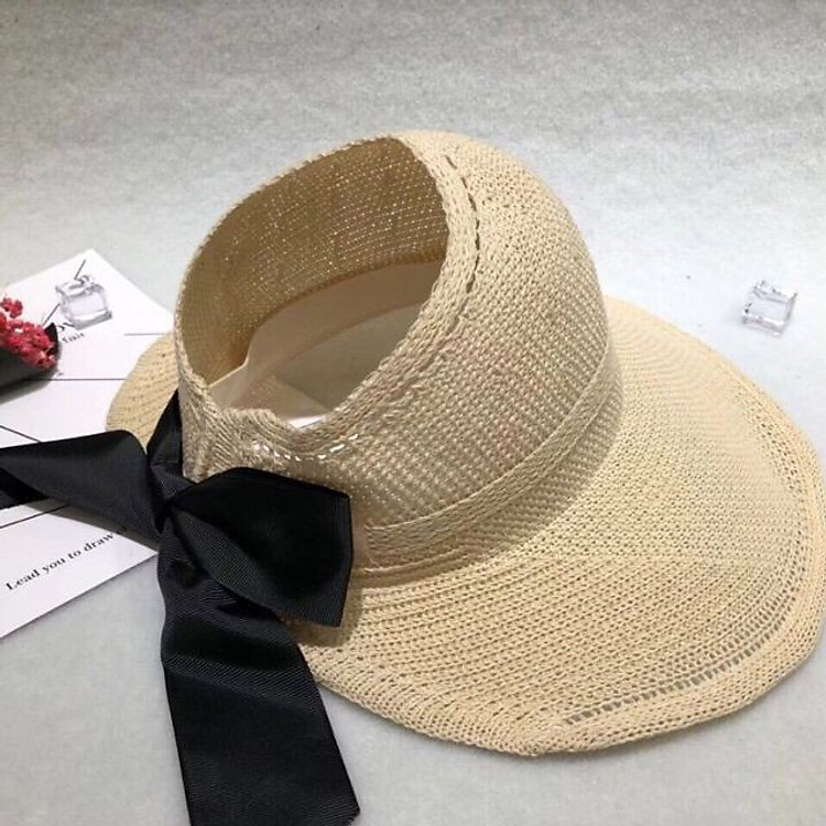 Mũ cói nơ nửa đầu đi biển - màu ngẫu nhiên