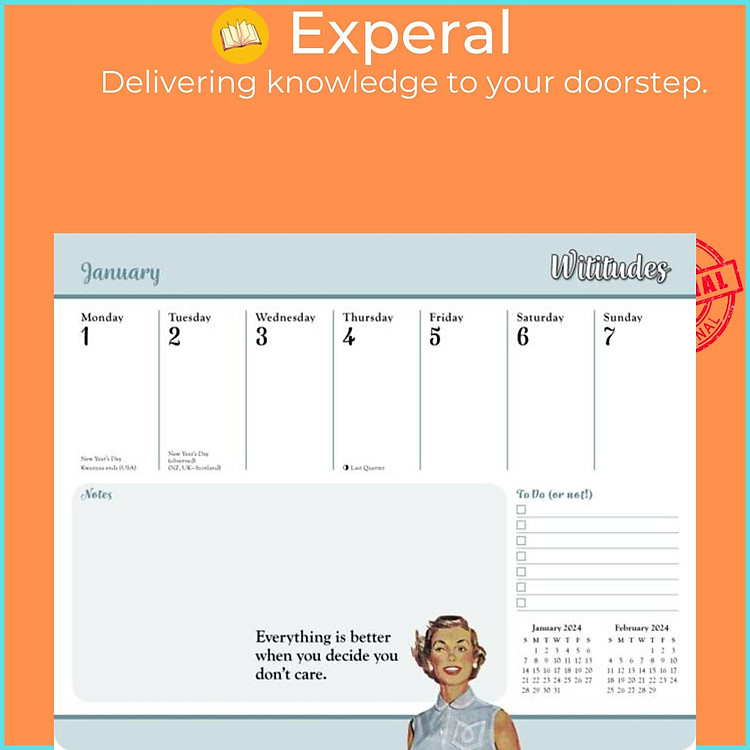 Sách - Wititudes 2024 Weekly Desk Pad Calendar by Wititudes (UK edition, paperback)