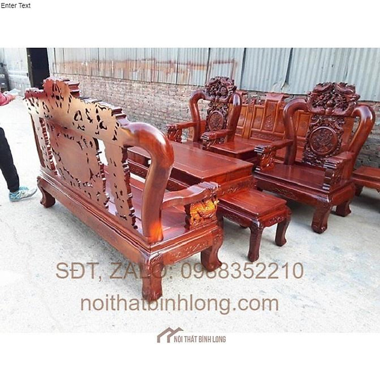 Bàn ghế gỗ phòng khách rồng trầu mặt nguyệt gỗ hương vân
