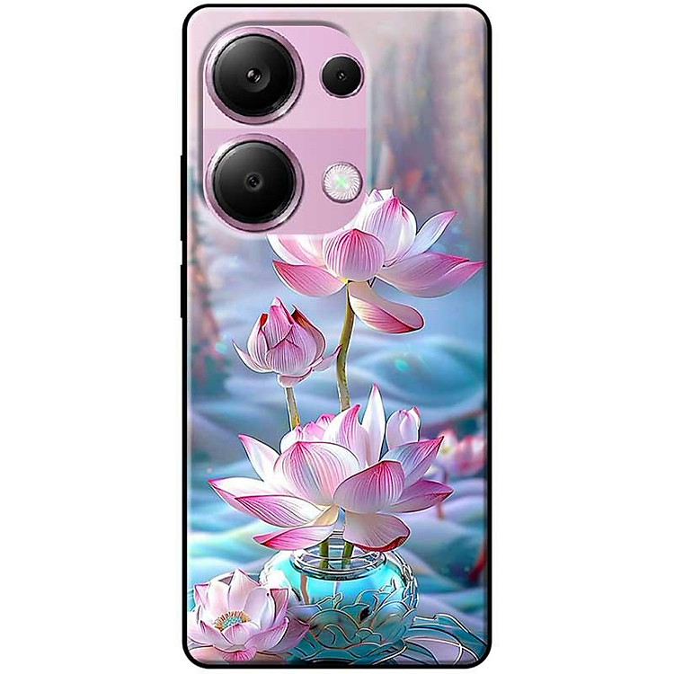 Ốp lưng cho Xiaomi Redmi 9T - Redmi 13 4G - 13C - Redmi Note 13 4G - 13 Pro 4G - 13 Pro 5G - Sen Hồng Bình Xanh - Hàng Chính Hãng