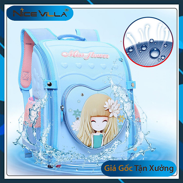Balo Học Sinh Bé Gái Chống Gù Lưng Miss Flower – Chống Thấm Nước