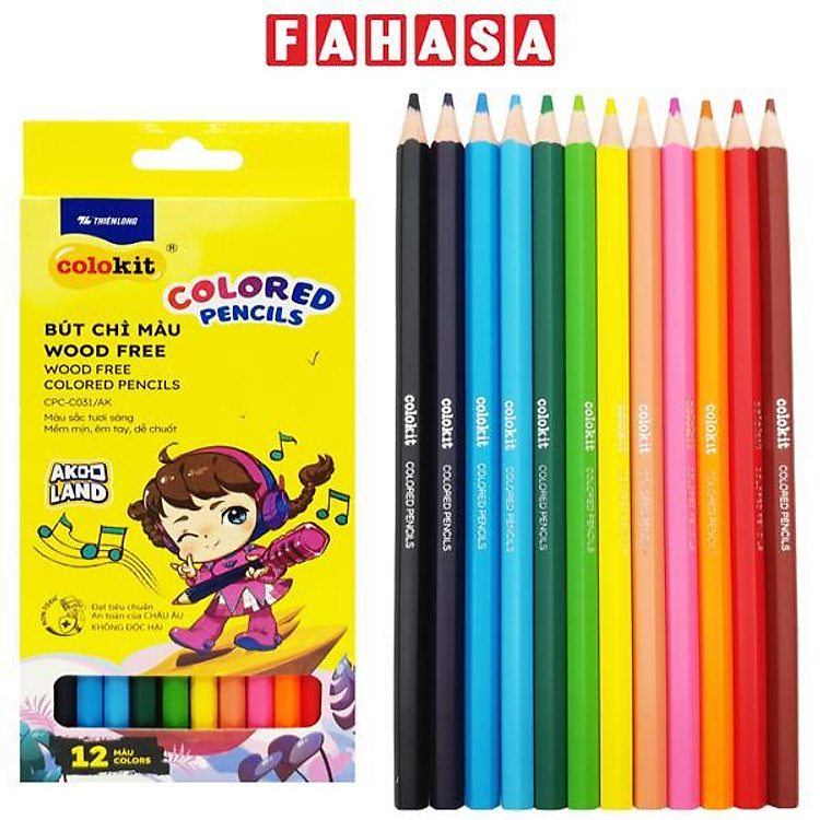 Bút Chì Màu Wood Free Colokit CPC-C031/AK (12 chiếc)