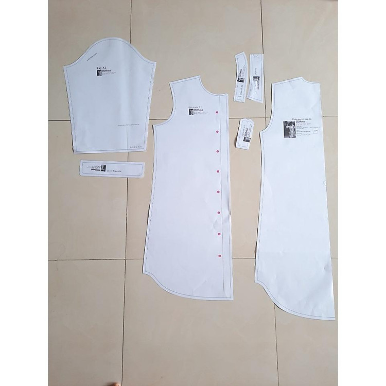 Rập giấy đầm cổ chân tay phồng mã 1252 (BẢN VẼ) - Ảnh 5