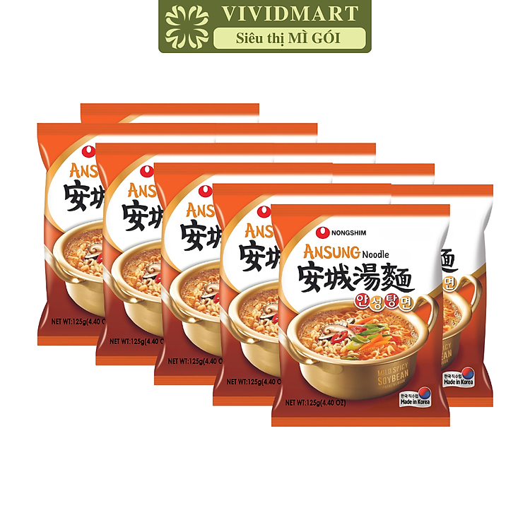 NONGSHIM - Mì Ansungtangmyun hương vị Miso cay, Mì Nongshim Ansungtangmyun ăn liền, Mì miso Hàn Quốc (125g/gói)