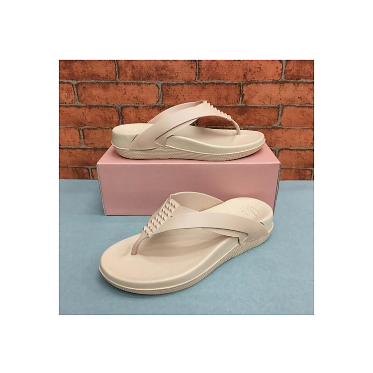 Dép Kẹp Xỏ Ngón Nữ Thái Lan 2020 cao 3cm – Kem – Nhựa êm chân, quai gài dưới đế siêu bền chống trơn trượt