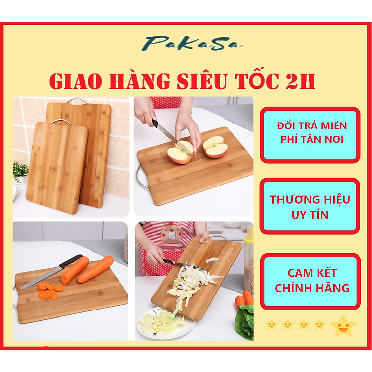 Thớt Gỗ Trúc Hình Chữ Nhật Cao Cấp An Toàn Cho Sức Khỏe - Hàng Chính Hãng