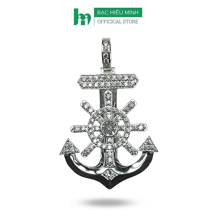 Mặt Dây Chuyền Nam Bạc Ta Hình Mỏ Neo Đính Đá BẠC HIỂU MINH MDN465