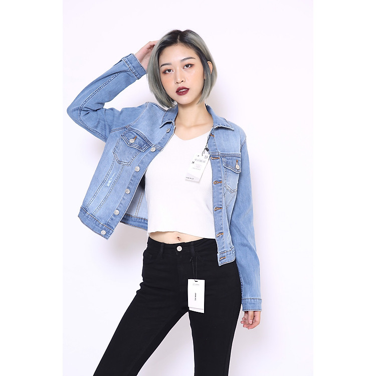ÁO KHOÁC BÒ JEANS NỮ RÁCH CT JEANS QR00277