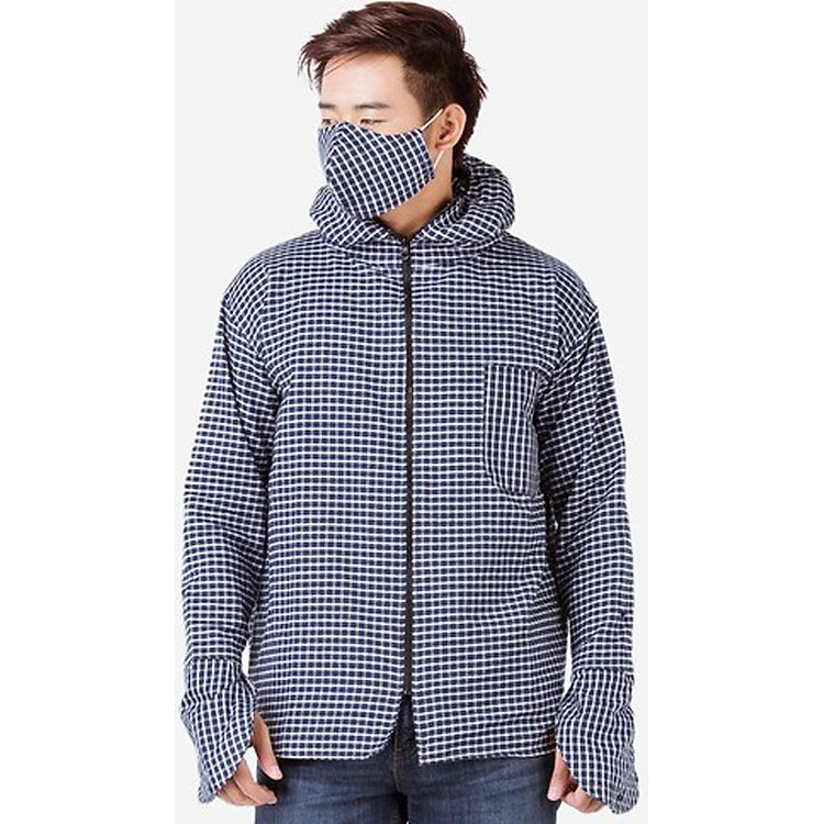 Áo khoác chống nắng nam 2 lớp kẻ caro + kèm khẩu trang - giao ngẫu nhiên