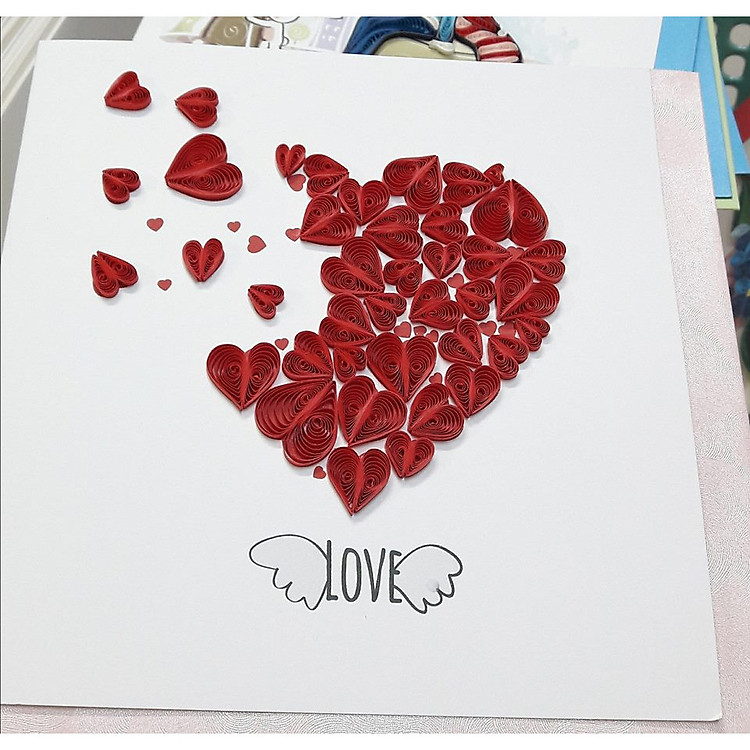 Thiệp Giấy Quilling Hình Trái Tim Đỏ