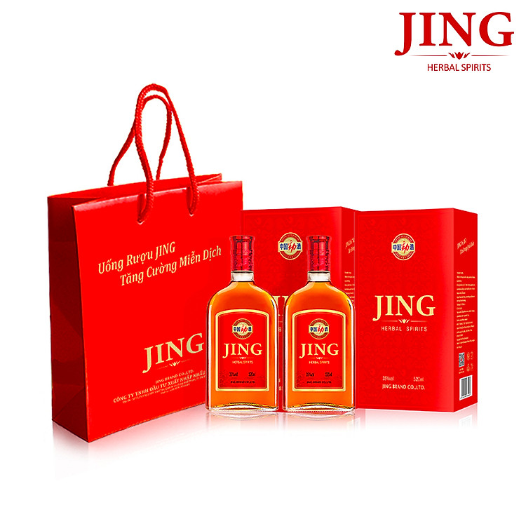 Combo 2 hộp rượu JING 35% Vol 520ml tặng 1 túi đựng
