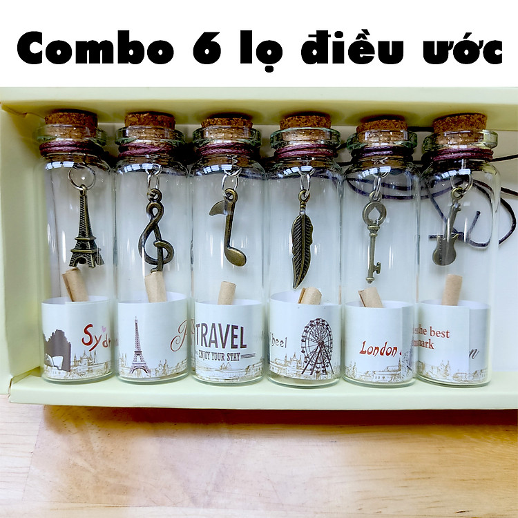 Bộ Lọ Thủy Tinh Mini Có Nắp Gỗ (6 chiếc)