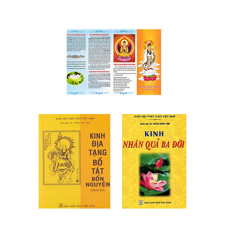 COMBO KINH ĐỊA TẠNG BỒ TÁT BỔN NGUYỆN TRỌN BỘ (BÌA MỀM) + KINH NHÂN QUẢ BA ĐỜI + CHÚ MÃN NGUYỆN ĐẠI BI TÂM ĐÀ LA NI