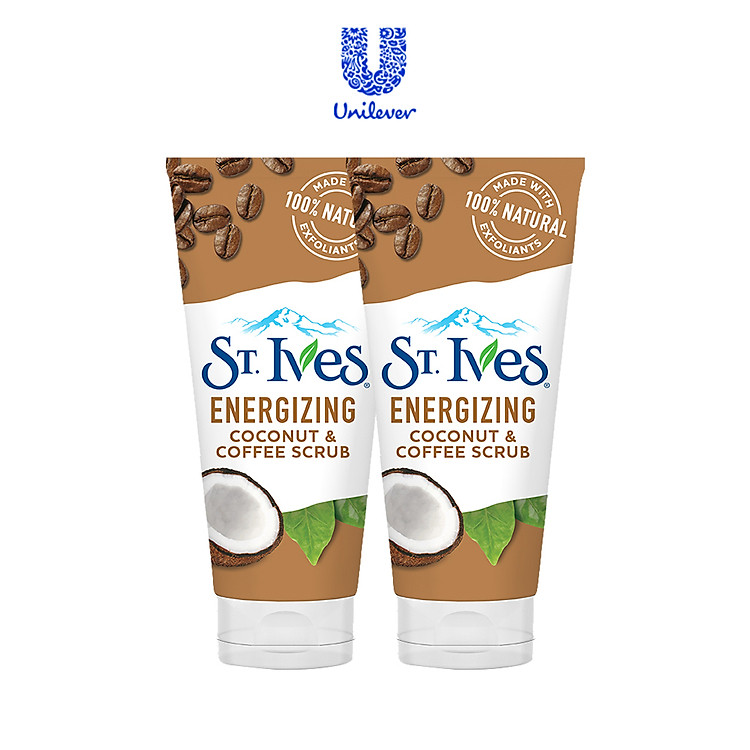 Combo 2 Sữa rửa mặt tẩy tế bào chết Cafe và Dừa St.Ives Energizing Coconut & Coffee Scrub (170g x 2)