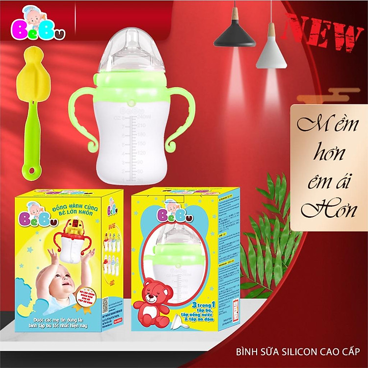 Bình Sữa BEBU 240ML Silicon Kháng Khuẩn Uy tín Tiết kiệm - Hình ảnh 2