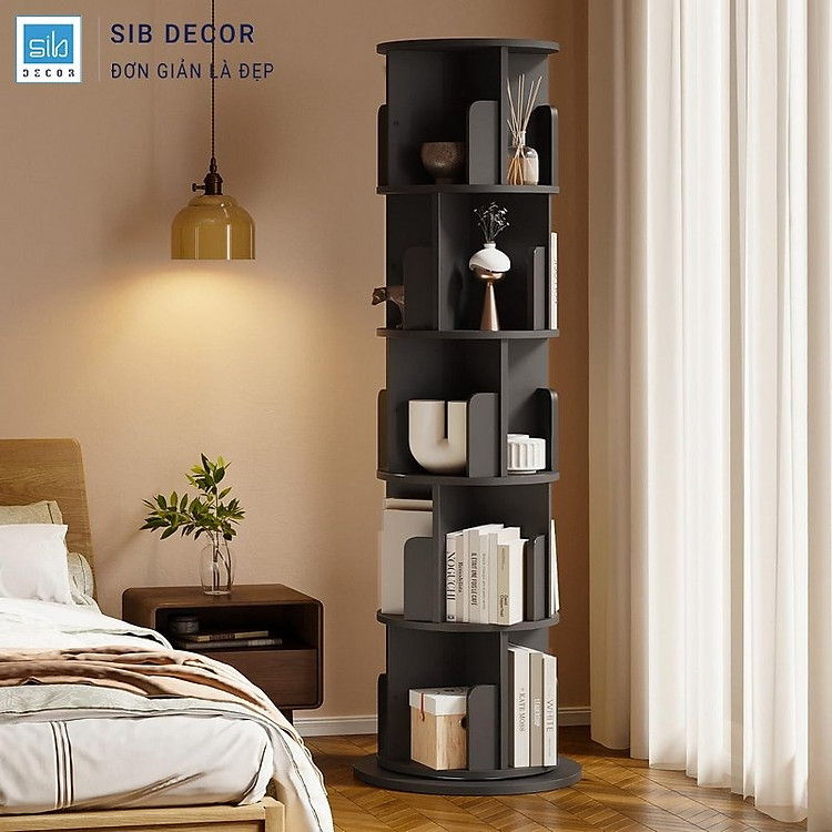 Kệ Sách Xoay 360 Độ SIB Decor KS2532 Nhỏ Gọn, Hiện Đại, Phù Hợp Mọi Không Gian