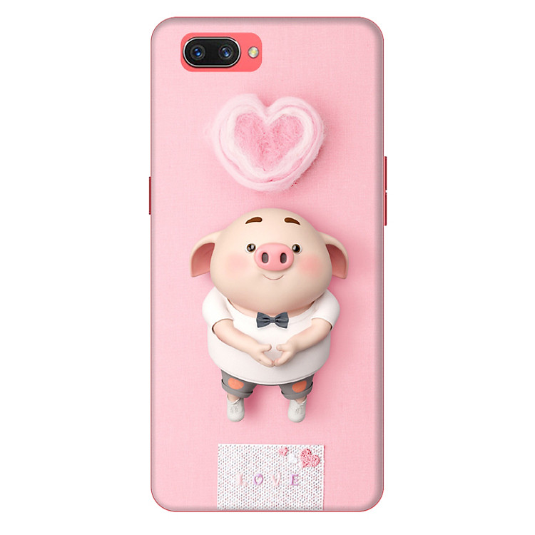 Ốp lưng nhựa cứng nhám dành cho Oppo A3S in hình Heo Con Yêu Đời
