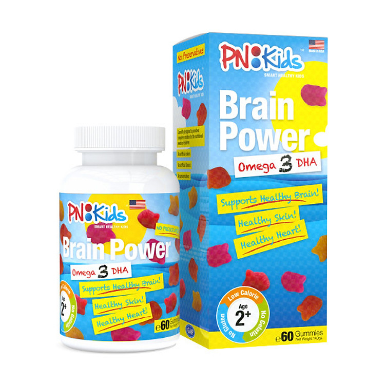 Kẹo gummies PN Kids Brain Power, bổ sung DHA (60 viên)