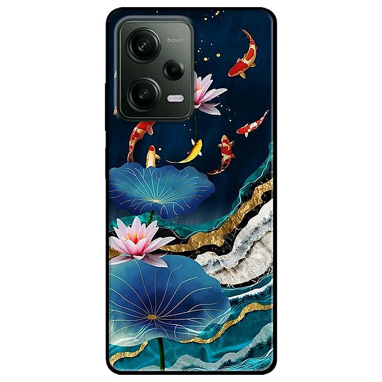 Ốp lưng cho Redmi Note 11 4G - Redmi Note 12 - Redmi Note 12 Pro - Redmi Note 12 Pro 5G - Sen Hồng Và Koi - Hàng Chính Hãng