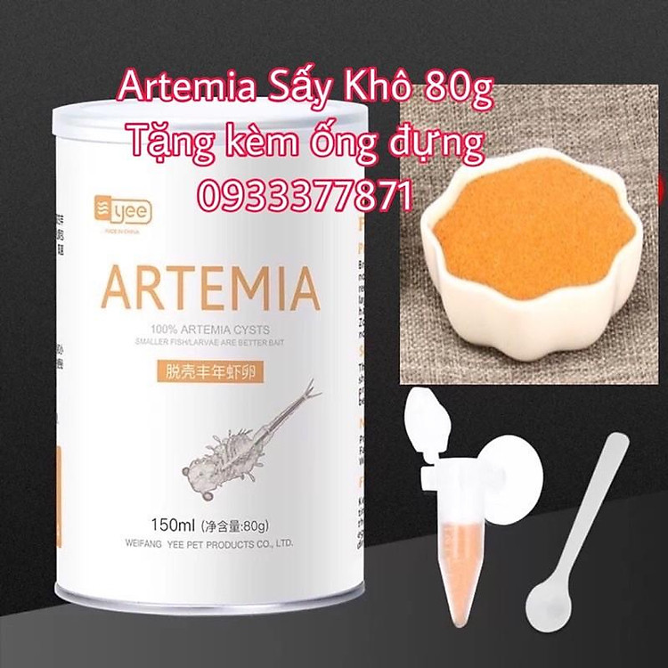 Artemia Sấy Khô YEE 150ml - HỦ TRẮNG CAM 80g (kèm ống đựng)