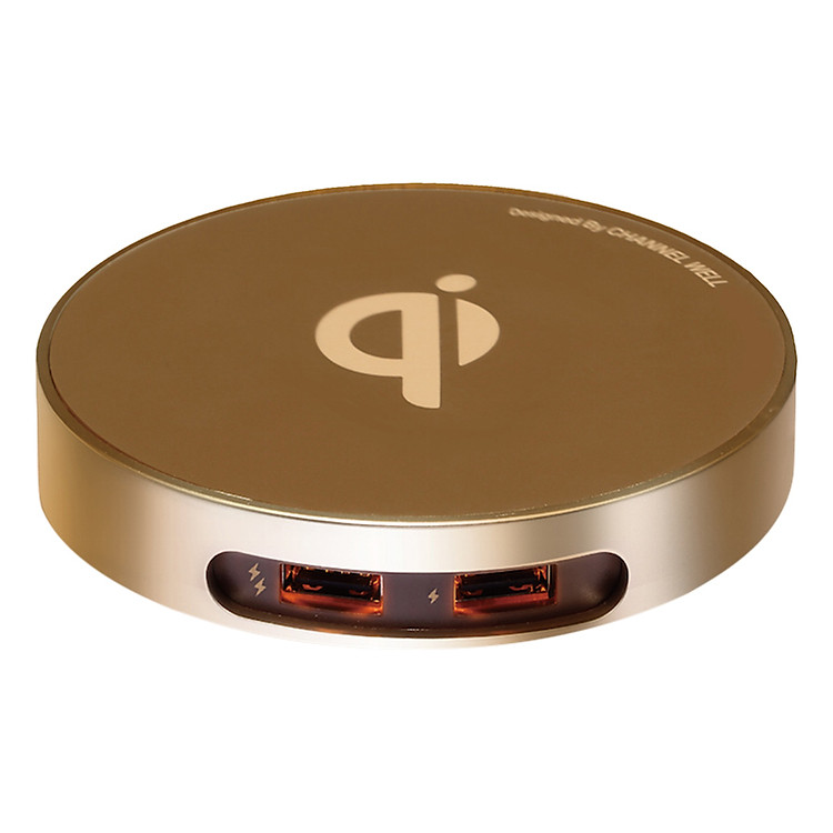 Đế Sạc Không Dây Tích Hợp 2 Cổng USB Channel Well WCD000020B (Màu Ngẫu Nhiên) - Hàng Chính Hãng