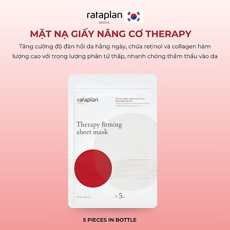 Mặt nạ giấy RATAPLAN nâng cơ dưỡng ẩm sâu, giúp da săn chắc, mịn màng, giảm nếp nhăn 25ml
