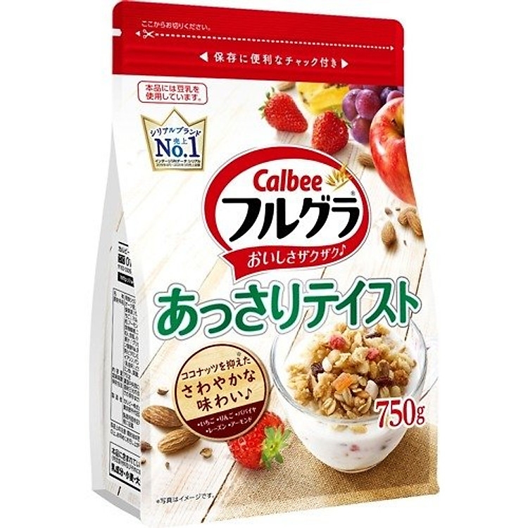 Ngũ cốc Calbee mẫu mới 750g nội địa Nhật Bản - Tặng kèm túi zip 3 kẹo mật ong Senjaku