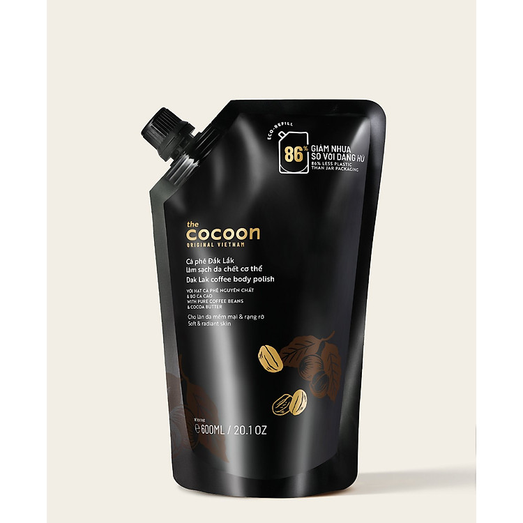 Tẩy da chết cơ thể cà phê Dăk Lăk Cocoon - Túi refill 600ml