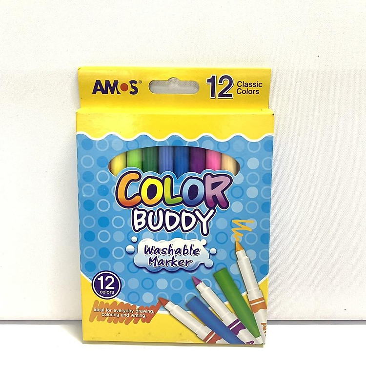 Bộ Bút Dạ Amos Color Buddy Long (12 màu) - Ảnh 3