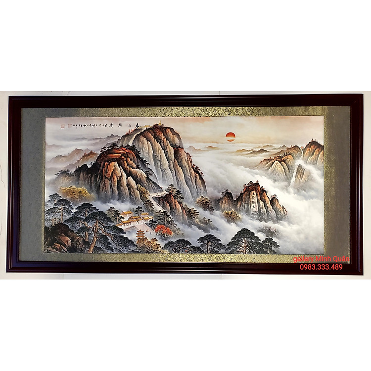 Tranh thủy mặc -Tựa thái sơn đón tài lộc