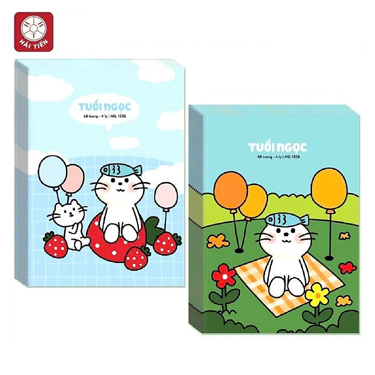 Lốc 10 quyển vở 4 ô ly Tuổi ngọc 48 trang Hải Tiến 1336 / Tập học sinh tiểu học Hải Tiến