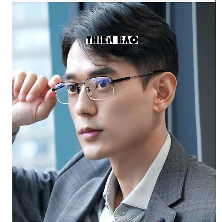 Kính lão thị, kính viễn thị Nam nữ KVM367 hàng đẹp xẻ cước chống as xanh chuẩn độ Gọng TITANIUM càng dẻo
