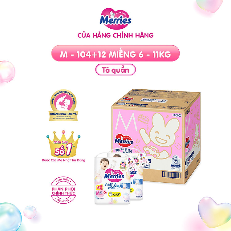 Thùng 2 Tã Merries đủ size M-XXL Giá tốt - Hình ảnh 2