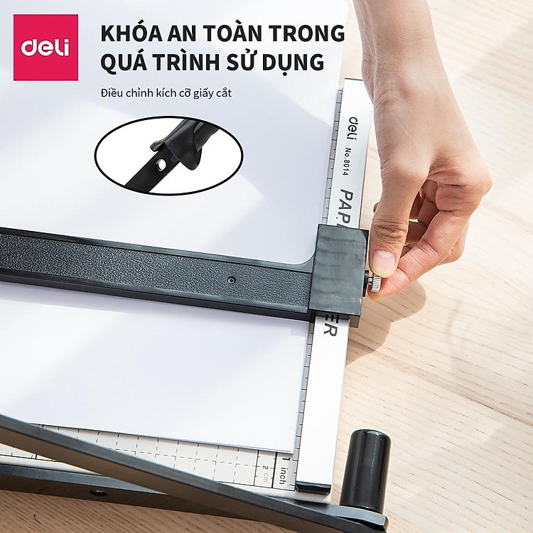 Mua Bàn cắt giấy A4 Deli - Điều chỉnh kích thước - Màu Trắng - Sản phẩm nhập khẩu - E8014 tại cửa hàng Hoành Gia 8 máy in A3 in bản vẽ AutoCad