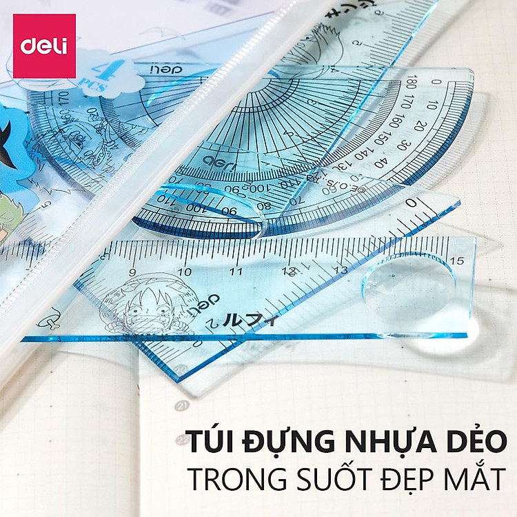 Bộ thước kẻ học sinh Deli (4 chiếc) - Ảnh 4