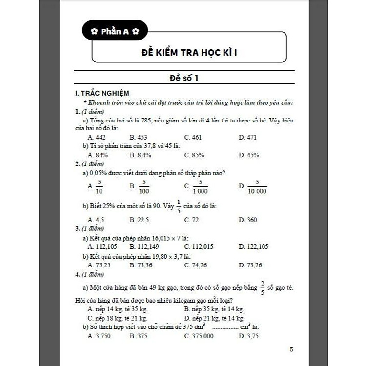 Bộ Đề Kiểm Tra Môn Toán Lớp 5 - Tập 2 - Ảnh 4