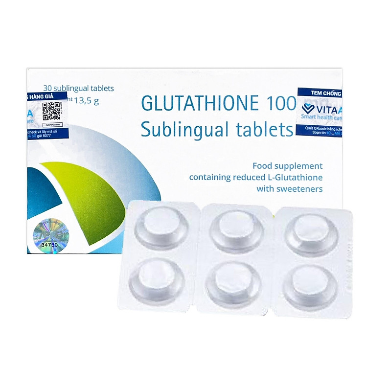glutathione 100mg sublingual tablets Viên ngậm Glutathione 100mg Sublingual tablets cho làn da sáng khỏe main image 1