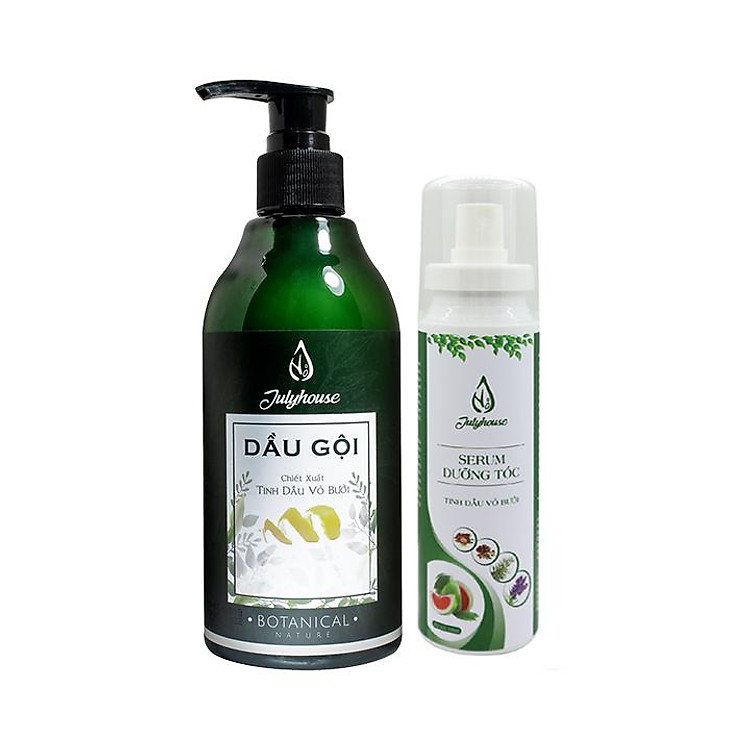 Bộ dầu gội thiên nhiên Vỏ Bưởi 300ml và xịt dưỡng tóc Vỏ Bưởi 100ml Julyhouse